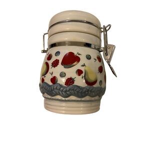 Vintage MSRF Inc Ceramic Apple Canister Jar Hinged Lid